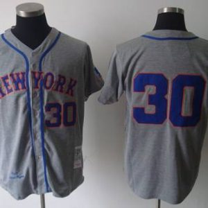 Delightful Mitchell and Ness 1969 Mets #30 Nolan Ryan Grey Stitched MLB Jersey