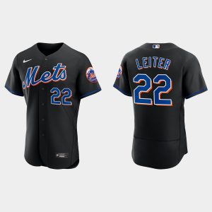 Superb New York Mets #22 Al Leiter Men's Nike 2022 Authentic Alternate Stitched MLB Jersey   Black