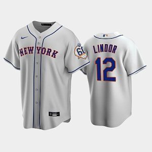 Amazing New York Mets #12 Francisco Lindor 60th Anniversary Replica Gray Men's Jersey