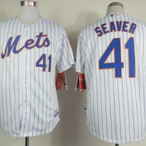 Amazing Mets #41 Tom Seaver White(Blue Strip) Home Cool Base Stitched MLB Jersey