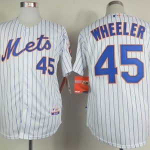 Delightful Mets #45 Zack Wheeler White(Blue Strip) Home Cool Base Stitched MLB Jersey