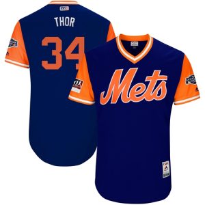 Amazing Mets #34 Noah Syndergaard Royal Thor Players Weekend Authentic Stitched MLB Jersey