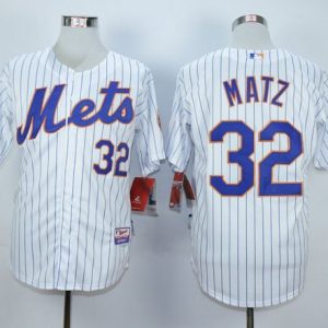 Delightful Mets #32 Steven Matz White(Blue Strip) Home Cool Base Stitched MLB Jersey