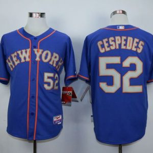 Delightful Mets #52 Yoenis Cespedes Blue(Grey NO.) Alternate Road Cool Base Stitched MLB Jersey