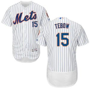 Amazing Mets #15 Tim Tebow White(Blue Strip) Flexbase Authentic Collection Stitched MLB Jersey