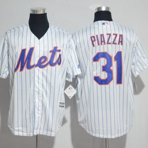 Amazing Mets #31 Mike Piazza White(Blue Strip) New Cool Base Stitched MLB Jersey