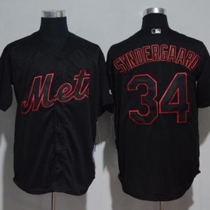 Superb Mets #34 Noah Syndergaard Black Strip Stitched MLB Jersey
