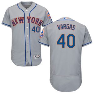 Superb Mets #40 Jason Vargas Grey Flexbase Authentic Collection Stitched MLB Jersey
