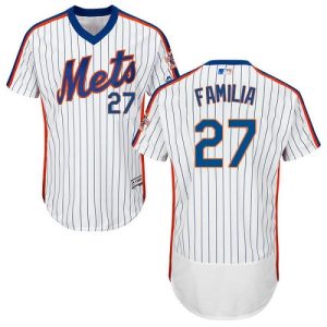 Amazing Mets #27 Jeurys Familia White(Blue Strip) Flexbase Authentic Collection Alternate Stitched MLB Jersey