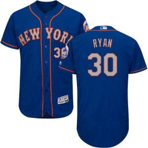 Amazing Mets #30 Nolan Ryan Blue(Grey NO.) Flexbase Authentic Collection Stitched MLB Jersey