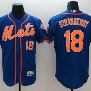 Superb Mets #18 Darryl Strawberry Blue Flexbase Authentic Collection Stitched MLB Jersey