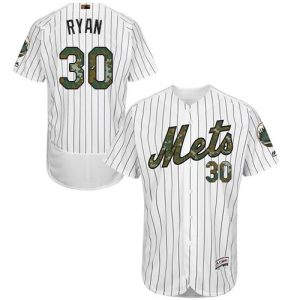 Superb Mets #30 Nolan Ryan White(Blue Strip) Flexbase Authentic Collection Memorial Day Stitched MLB Jersey