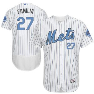 Superb Mets #27 Jeurys Familia White(Blue Strip) Flexbase Authentic Collection Father's Day Stitched MLB Jersey