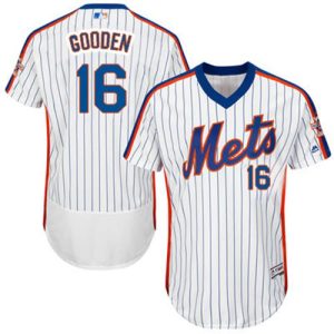 Delightful Mets #16 Dwight Gooden White(Blue Strip) Flexbase Authentic Collection Cooperstown Stitched MLB Jersey
