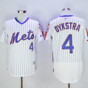 Amazing Mets #4 Lenny Dykstra White(Blue Strip) Flexbase Authentic Collection Alternate Stitched MLB Jersey