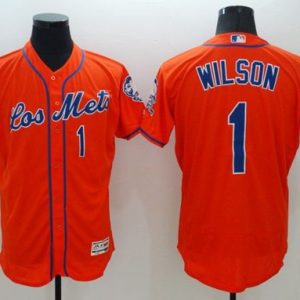 Delightful Mets #1 Mookie Wilson Orange Flexbase Authentic Collection Los Mets Stitched MLB Jersey