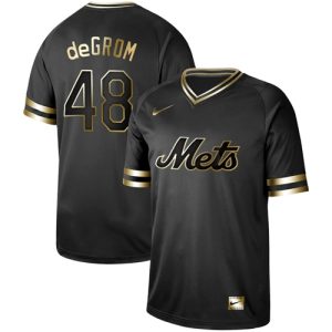 Amazing Nike Mets #48 Jacob DeGrom Black Gold Authentic Stitched MLB Jersey