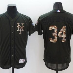 Delightful Mets #34 Noah Syndergaard Green Flexbase Authentic Collection Salute to Service Stitched MLB Jersey