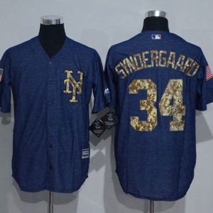 Amazing Mets #34 Noah Syndergaard Denim Blue Salute to Service Stitched MLB Jersey