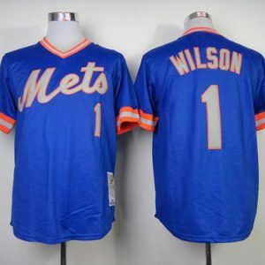 Superb Mitchell and Ness 1983 Mets #1 Mookie Wilson Blue Throwback Stitched MLB Jersey