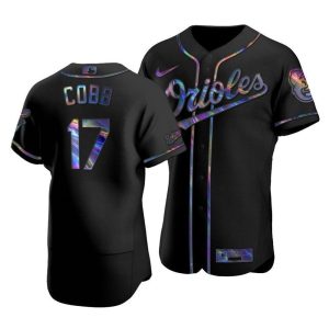 Amazing Baltimore Orioles #17 Alex Cobb Men's Nike Iridescent Holographic Collection MLB Jersey   Black