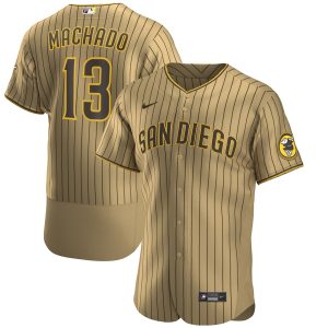 Superb Nike San Diego Padres #13 Manny Machado Men's Nike Tan Brown Authentic Alternate Player Jersey