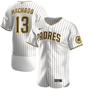 Amazing Nike San Diego Padres #13 Manny Machado Men's Nike White Brown Authentic Alternate Player Jersey