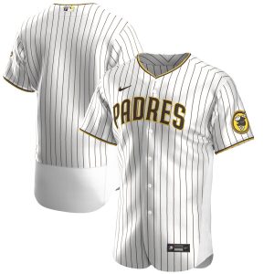 Outstanding San Diego Padres Men's Nike White Brown Authentic Alternate Team MLB Jersey