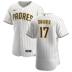 Stunning San Diego Padres #17 Zach Davies Men's Nike White Brown Home 2020 Authentic Player Jersey