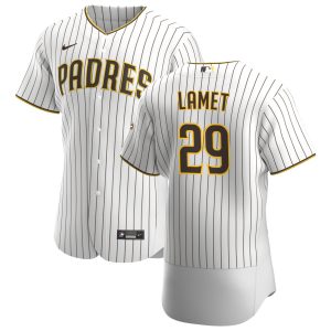 Stunning San Diego Padres #29 Dinelson Lamet Men's Nike White Brown Home 2020 Authentic Player Jersey
