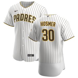 Outstanding San Diego Padres #30 Eric Hosmer Men's Nike White Brown Home 2020 Authentic Player Jersey