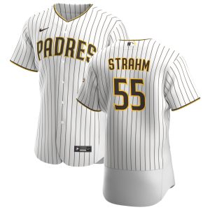 Superb San Diego Padres #55 Matt Strahm Men's Nike White Brown Home 2020 Authentic Player Jersey