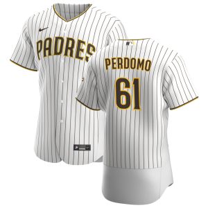 Exceptional San Diego Padres #61 Luis Perdomo Men's Nike White Brown Home 2020 Authentic Player Jersey