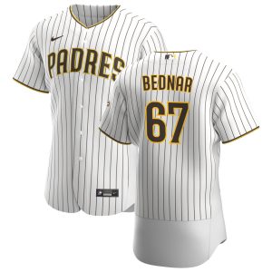 Superb San Diego Padres #67 David Bednar Men's Nike White Brown Home 2020 Authentic Player Jersey