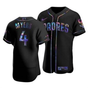 Premium San Diego Padres #4 Wil Myers Men's Nike Iridescent Holographic Collection MLB Jersey   Black