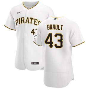 Premium Pittsburgh Pirates #43 Steven Brault Men's Nike White Home 2020 Authentic Player MLB Jersey