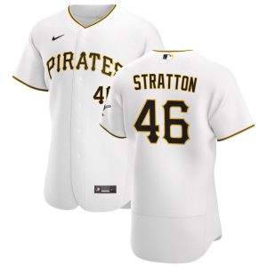 Stunning Pittsburgh Pirates #46 Chris Stratton Men's Nike White Home 2020 Authentic Player MLB Jersey