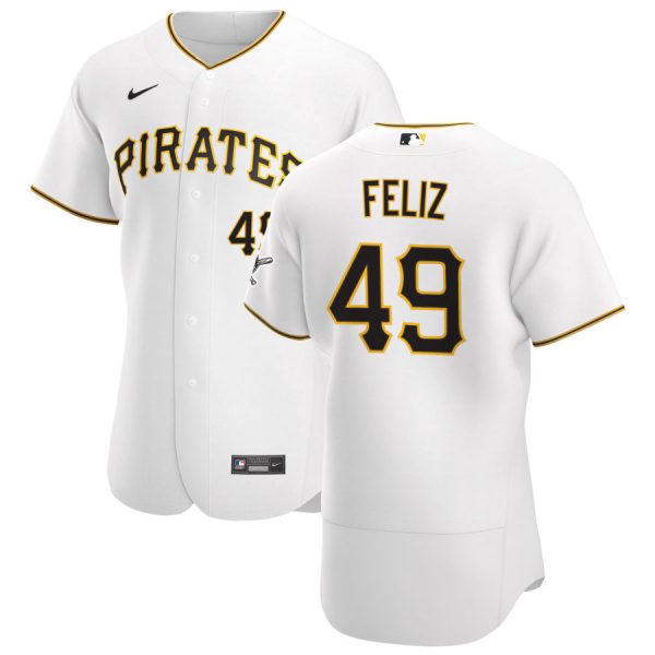 Stunning Pittsburgh Pirates #49 Michael Feliz Men's Nike White Home 2020 Authentic Player MLB Jersey