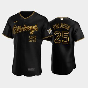 Superb Pittsburgh Pirates #25 Gregory Polanco Authentic Men's Nike Alternate MLB Jersey   Black
