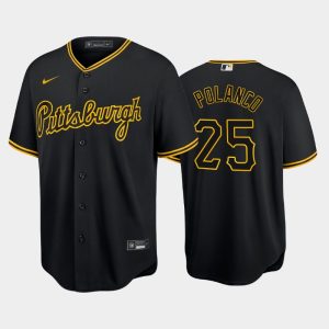 Superb Pittsburgh Pirates #25 Gregory Polanco Game Men's Nike Alternate MLB Jersey   Black