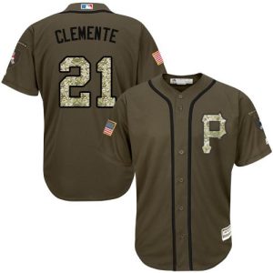 HighQuality Pirates #21 Roberto Clemente Green Salute to Service Stitched MLB Jersey