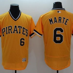 HighQuality Pirates #6 Starling Marte Gold Flexbase Authentic Collection Stitched MLB Jersey