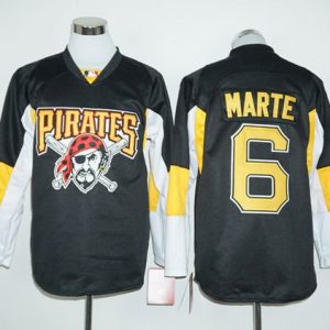 HighQuality Pirates #6 Starling Marte Black Long Sleeve Stitched MLB Jersey