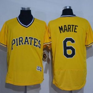 Superb Pirates #6 Starling Marte Gold Flexbase Authentic Collection Cooperstown Stitched MLB Jersey