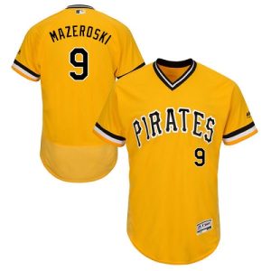 Stunning Pirates #9 Bill Mazeroski Gold Flexbase Authentic Collection Cooperstown Stitched MLB Jersey
