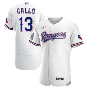 Superb Texas Rangers #13 Joey Gallo Men's Nike White Home 2020 Authentic Player MLB Jersey