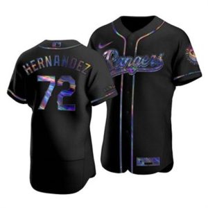 Fantastic Texas Rangers #72 Jonathan Hernandez Men's Nike Iridescent Holographic Collection MLB Jersey   Black