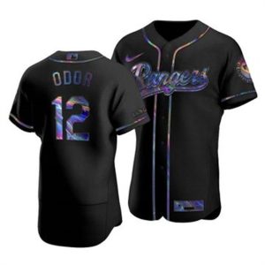 HighQuality Texas Rangers #12 Rougned Odor Men's Nike Iridescent Holographic Collection MLB Jersey   Black