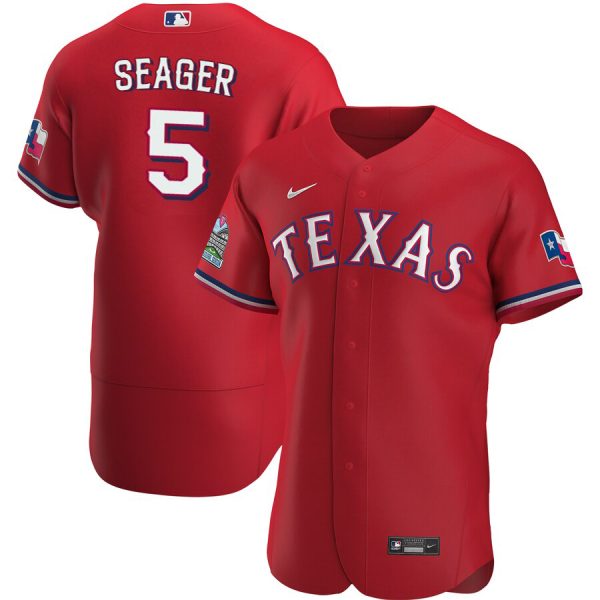 Superb Texas Rangers #5 Corey Seager Men's Nike Scarlet Alternate 2020 Authentic Team MLB Jersey