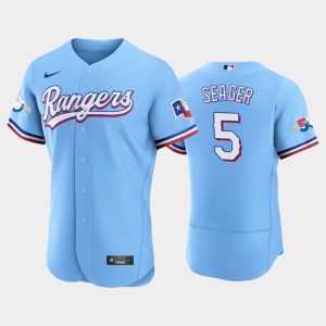 Stunning Texas Rangers #5 Corey Seager Authentic 50th Anniversary Men's Nike Alternate MLB Jersey   Light Blue